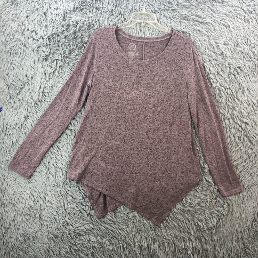 Maurices Shirt 24/7 Medium Purple Heathered Soft Long Sleeve Asymmetrical Hem